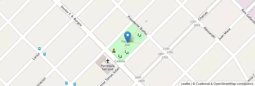 Mapa de ubicacion de Plaza San José en Аргентина, Буэнос-Айрес, Partido De Morón, Morón.