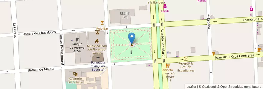 Mapa de ubicacion de Plaza San Juan Bautista en Arjantin, Buenos Aires, Partido De Florencio Varela, Florencio Varela.