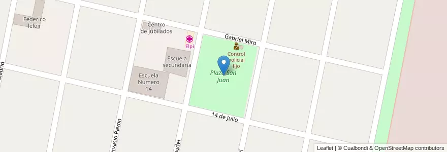 Mapa de ubicacion de Plaza San Juan en 아르헨티나, 부에노스아이레스주, Partido De Morón, Castelar.