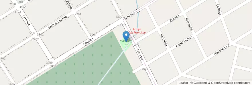 Mapa de ubicacion de Plaza San Luis en Arjantin, Buenos Aires, Partido De Almirante Brown, Rafael Calzada.