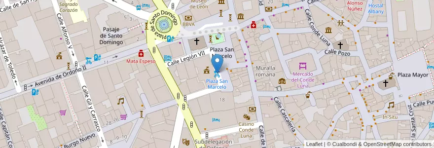Mapa de ubicacion de Plaza San Marcelo en Espagne, Castille-Et-León, León, Tierra De León, León.