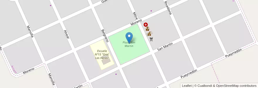 Mapa de ubicacion de Plaza San Martín en Arjantin, Entre Ríos, Departamento Victoria, Distrito Corrales, Antelo.