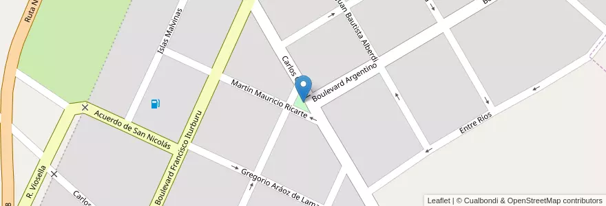 Mapa de ubicacion de Plaza San Martín en Arjantin, Buenos Aires, Partido De San Nicolás, General Rojo.