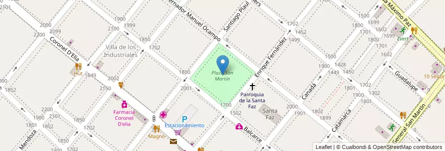 Mapa de ubicacion de Plaza San Martín en アルゼンチン, ブエノスアイレス州, Partido De Lanús, Lanús Oeste.