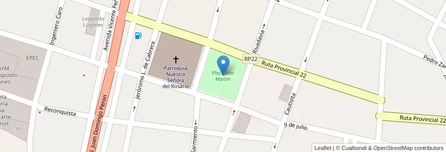 Mapa de ubicacion de Plaza San Martín en Аргентина, Кордова, Departamento Río Seco, Pedanía Villa De María, Municipio De Villa De María, Villa De María.