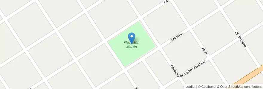 Mapa de ubicacion de Plaza San Martín en الأرجنتين, سانتا في, Departamento Caseros, Municipio De Bigand, Bigand.