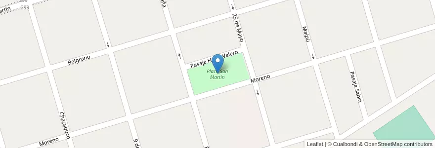 Mapa de ubicacion de Plaza San Martín en Arjantin, Santa Fe, Departamento General López, Municipio De Elortondo.