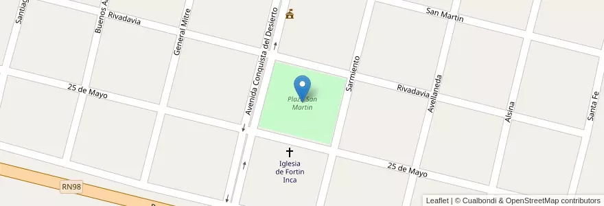 Mapa de ubicacion de Plaza San Martin en Аргентина, Сантьяго-Дель-Эстеро, Departamento Belgrano.