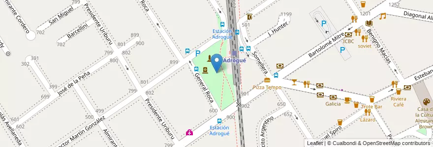 Mapa de ubicacion de Plaza San Martín en Arjantin, Buenos Aires, Partido De Almirante Brown, Adrogué.
