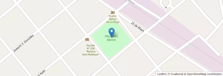Mapa de ubicacion de Plaza San Martin en Argentinië, La Rioja, Departamento Chamical, Chamical.
