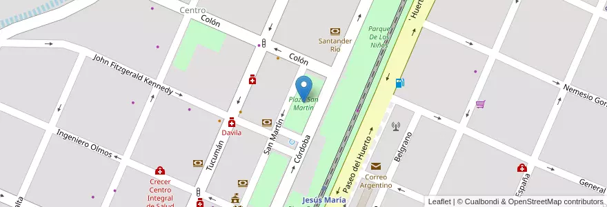 Mapa de ubicacion de Plaza San Martín en Argentinië, Córdoba, Departamento Colón, Pedanía Cañas.
