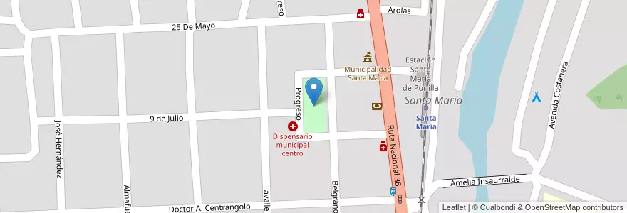Mapa de ubicacion de Plaza San Martin en Arjantin, Córdoba, Departamento Punilla, Pedanía Rosario, Municipio De Santa María De Punilla, Santa María.