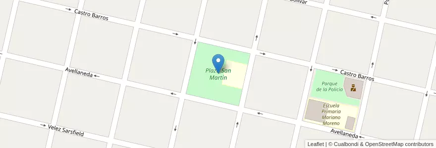 Mapa de ubicacion de Plaza San Martín en Argentina, Córdova, Departamento Unión, Pedanía Ascasubi, Municipio De Laborde.