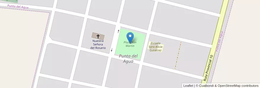 Mapa de ubicacion de Plaza San Martín en آرژانتین, Córdoba, Departamento Tercero Arriba, Pedanía Punta Del Agua, Comuna De Punta Del Agua, Punta Del Agua.