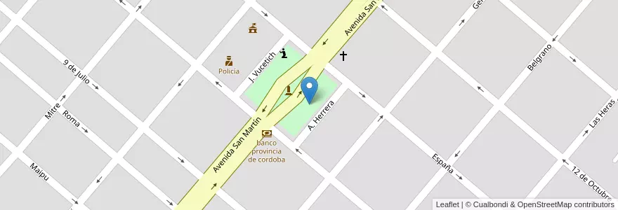 Mapa de ubicacion de Plaza San Martín en 아르헨티나, Córdoba, Departamento Tercero Arriba, Municipio De Río Tercero, Pedanía Salto, Río Tercero.