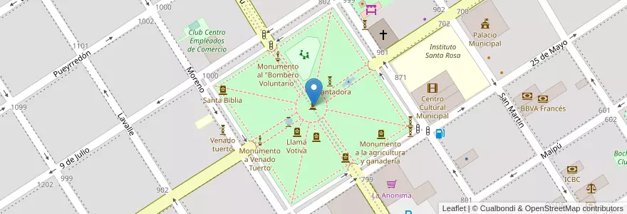 Mapa de ubicacion de Plaza San Martín en Arjantin, Santa Fe, Departamento General López, Municipio De Venado Tuerto.