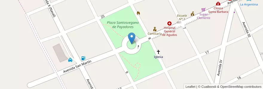 Mapa de ubicacion de Plaza San Martin en Argentinië, Buenos Aires, Partido De La Costa.