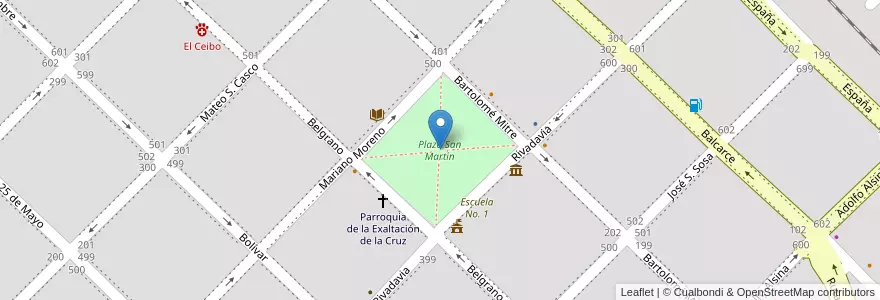 Mapa de ubicacion de Plaza San Martín en Argentine, Province De Buenos Aires, Partido De Exaltación De La Cruz, Capilla Del Señor.