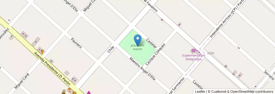 Mapa de ubicacion de plaza san martin en Argentina, Buenos Aires, Partido De San Miguel.