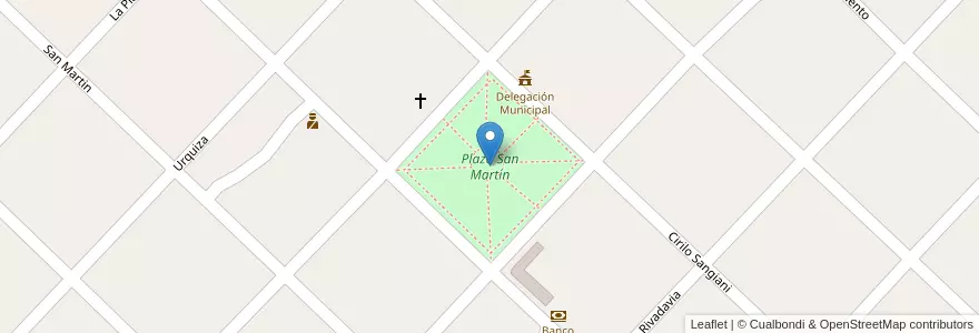 Mapa de ubicacion de Plaza San Martín en Arjantin, Buenos Aires, Partido De Chacabuco.