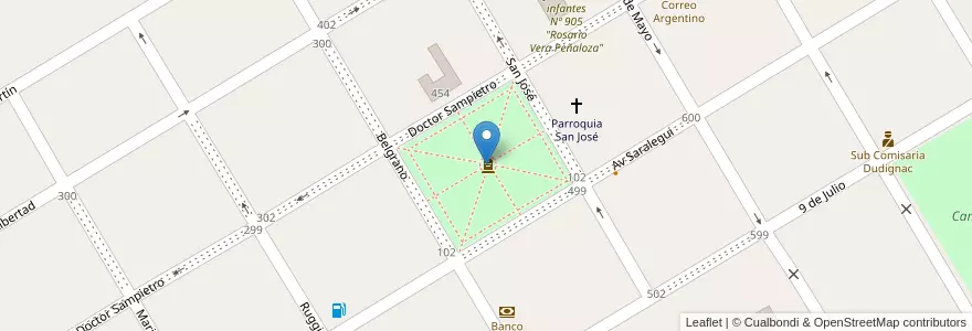 Mapa de ubicacion de Plaza San Martin en Argentina, Buenos Aires, Partido De Nueve De Julio, Cuartel Dudignac.