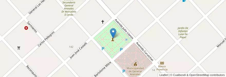 Mapa de ubicacion de Plaza San Martín en アルゼンチン, ブエノスアイレス州, Partido De General Arenales.