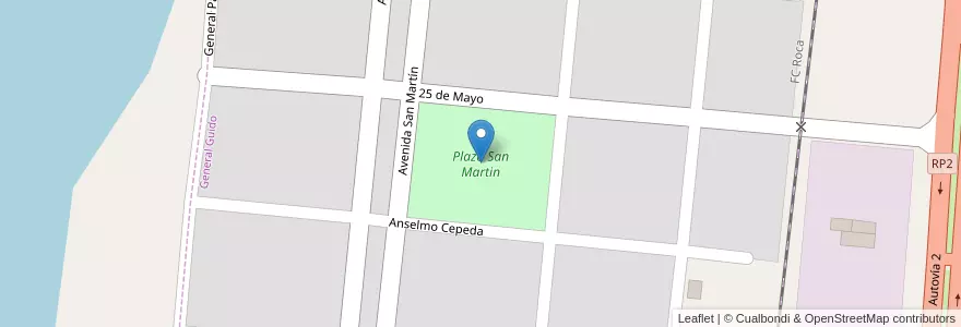Mapa de ubicacion de Plaza San Martin en Argentinië, Buenos Aires, Partido De General Guido, General Guido.