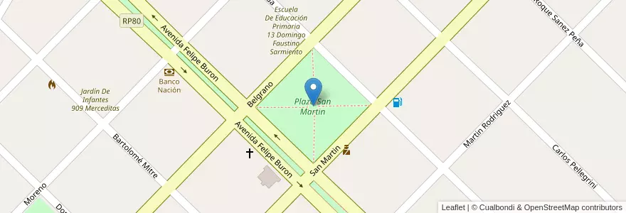 Mapa de ubicacion de Plaza San Martin en الأرجنتين, بوينس آيرس, Partido De Tandil.