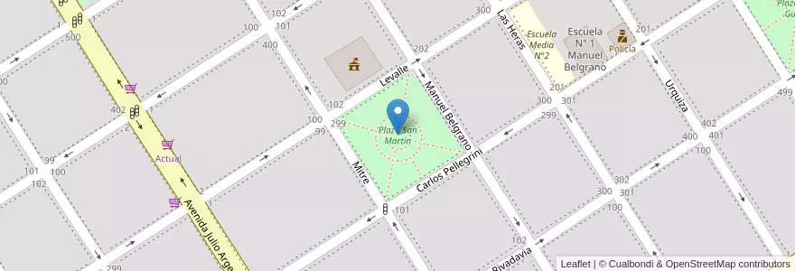 Mapa de ubicacion de Plaza San Martín en Arjantin, Buenos Aires, Partido De Daireaux, Daireaux.