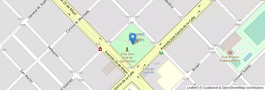 Mapa de ubicacion de Plaza San Martín en Argentina, Buenos Aires, Partido De Coronel Pringles, Coronel Pringles.