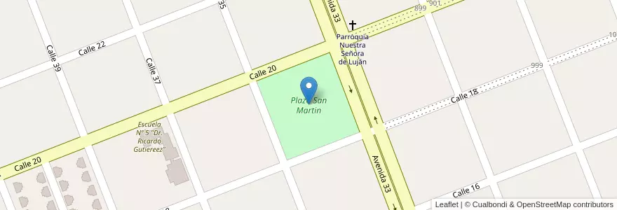 Mapa de ubicacion de Plaza San Martin en الأرجنتين, بوينس آيرس, Partido De Necochea.