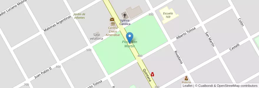 Mapa de ubicacion de Plaza San Martín en 아르헨티나, Santa Fe, Departamento General López, Municipio De Amenábar, Amenábar.
