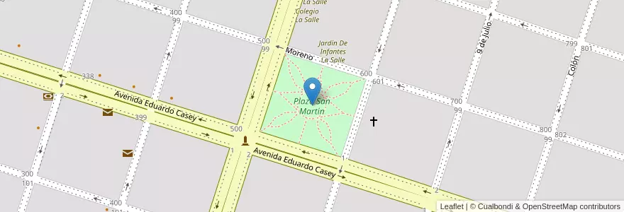 Mapa de ubicacion de Plaza San Martín en 阿根廷, 布宜诺斯艾利斯省, Partido De Saavedra, Pigüé.