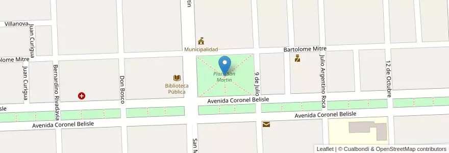 Mapa de ubicacion de Plaza San Martin en Argentinien, Provinz Río Negro, Departamento Avellaneda, Coronel Belisle.