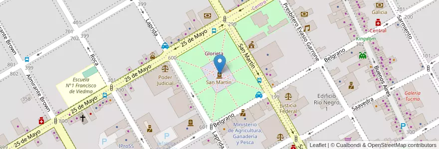 Mapa de ubicacion de Plaza San Martìn en 阿根廷, 内格罗河省, Departamento Adolfo Alsina, Viedma, Viedma.