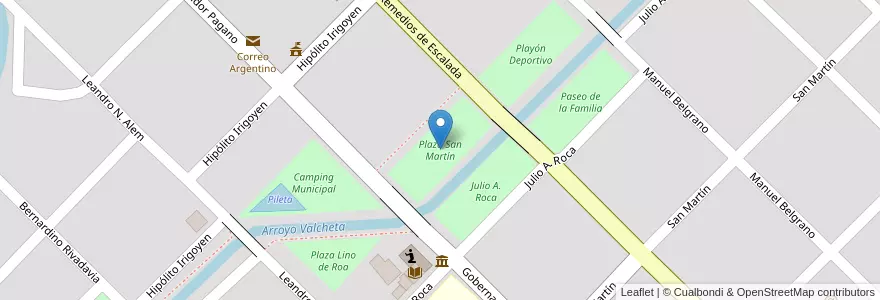 Mapa de ubicacion de Plaza San Martín en Arjantin, Río Negro, Departamento Valcheta, Valcheta, Valcheta.