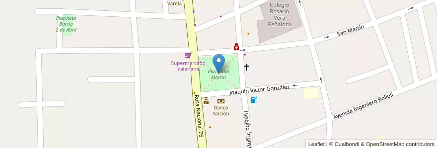 Mapa de ubicacion de Plaza San Martín en Arjantin, Şili, La Rioja, Coronel Felipe Varela.