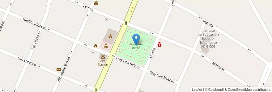 Mapa de ubicacion de Plaza San Martín en アルゼンチン, チリ, メンドーサ州, Departamento Tupungato.