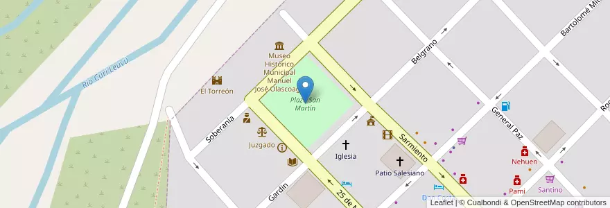 Mapa de ubicacion de Plaza San Martín en Argentina, Chile, Wilayah Neuquén, Departamento Chos Malal, Chos Malal, Chos Malal.