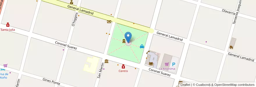 Mapa de ubicacion de Plaza San Martin en Argentina, Chile, Neuquén, Departamento Huiliches, Junín De Los Andes.