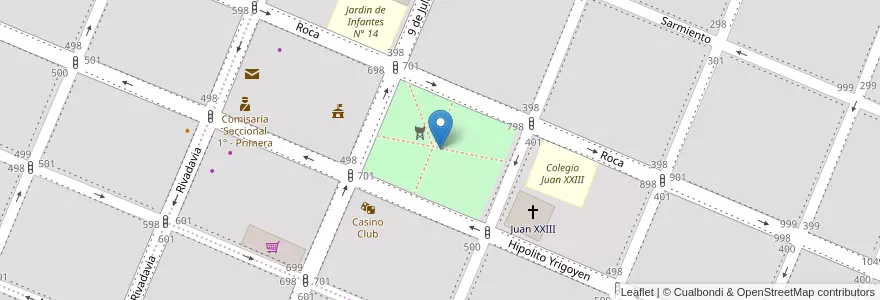 Mapa de ubicacion de Plaza San Martín en Arjantin, Şili, Santa Cruz, Pico Truncado, Deseado, Pico Truncado, Zona Central.
