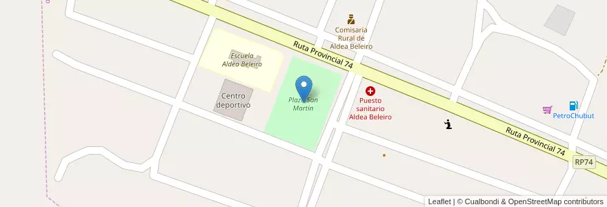 Mapa de ubicacion de Plaza San Martín en Argentinië, Chili, Chubut, Departamento Río Senguer.