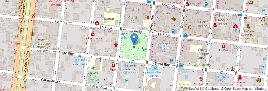 Mapa de ubicacion de Plaza San Martín en Argentinië, Misiones, Departamento Capital, Municipio De Posadas, Posadas.
