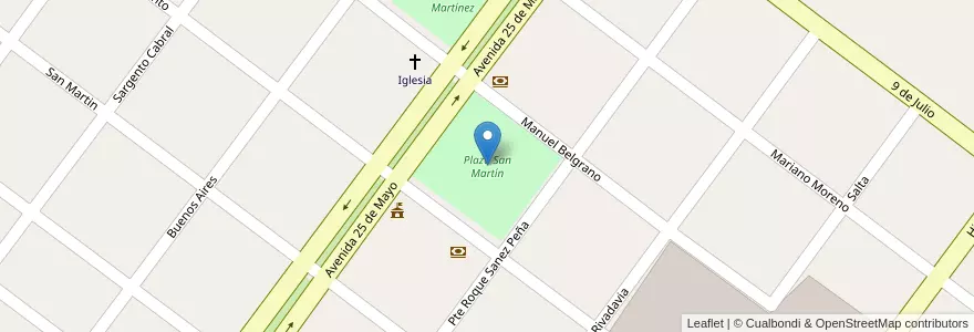 Mapa de ubicacion de Plaza San Martín en アルゼンチン, フォルモサ州, Departamento Patiño, Municipio De Ibarreta.