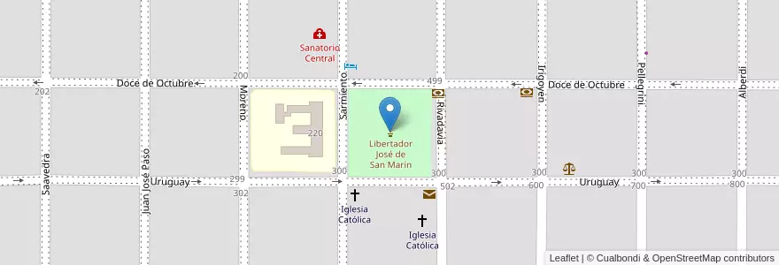 Mapa de ubicacion de Plaza San Martín en 阿根廷, Chaco, Departamento Libertador General San Martín, Municipio De General José De San Martín.