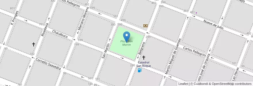 Mapa de ubicacion de Plaza San Martín en Arjantin, Chaco, Departamento Comandante Fernández, Municipio De Presidencia Roque Sáenz Peña, Presidencia Roque Sáenz Peña.