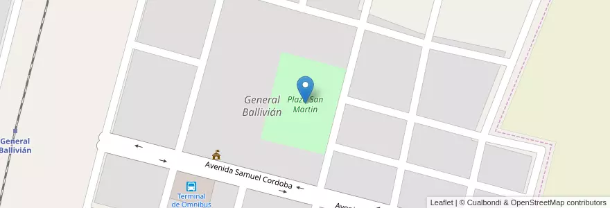 Mapa de ubicacion de Plaza San Martin en الأرجنتين, Salta, General San Martín, Municipio De General Ballivián, General Ballivián.