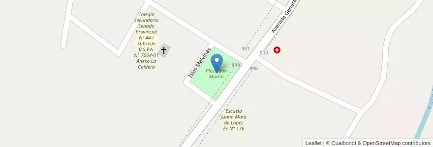 Mapa de ubicacion de Plaza San Martín en アルゼンチン, サルタ州, La Caldera, Municipio De La Caldera, La Caldera.