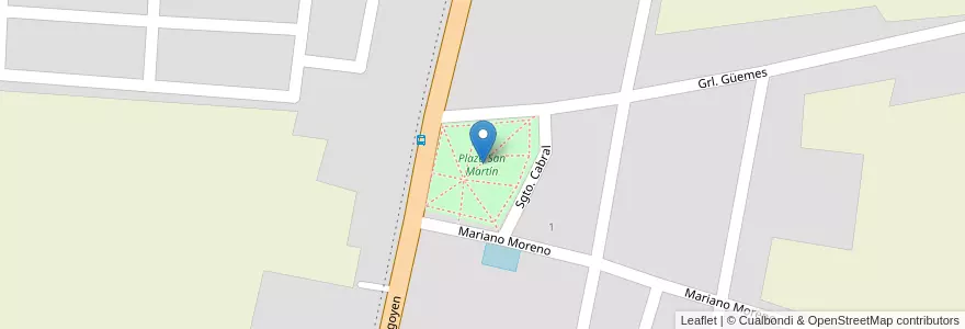 Mapa de ubicacion de Plaza San Martín en الأرجنتين, Salta, San José De Los Cerrillos, Municipio De La Merced, La Merced.
