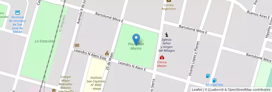 Mapa de ubicacion de Plaza San Martín en آرژانتین, Salta, San José De Metán, Municipio De Metán, Metán.